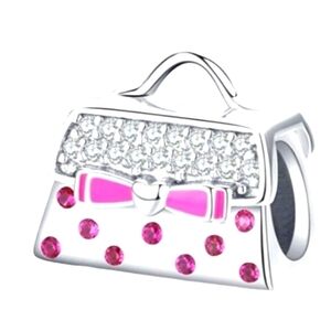 Women's New European Charm purse shape silver/pink charm or necklace